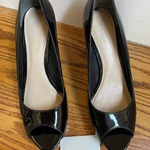 Via Spiga Black Patent Leather Heels